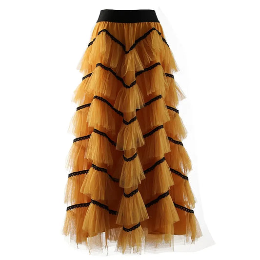 High Waist Vintage Mesh Women's Lace Tulle Skirts